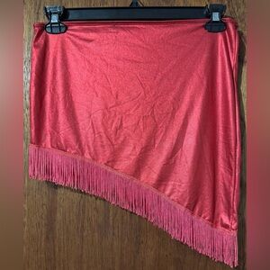 Red Mini Skirt Festival Rave Outfit Metallic Dance Costume ~ Size Medium